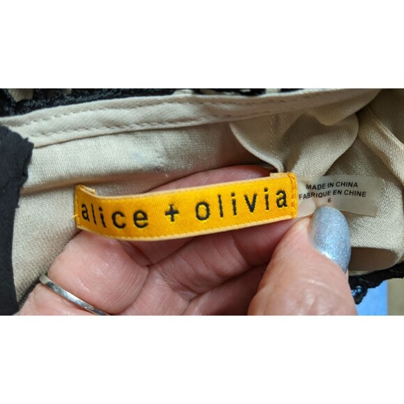 Women's Alice + Olivia Black Dandi Open-Back Lace Dress Size 6 - Picture 14 of 16